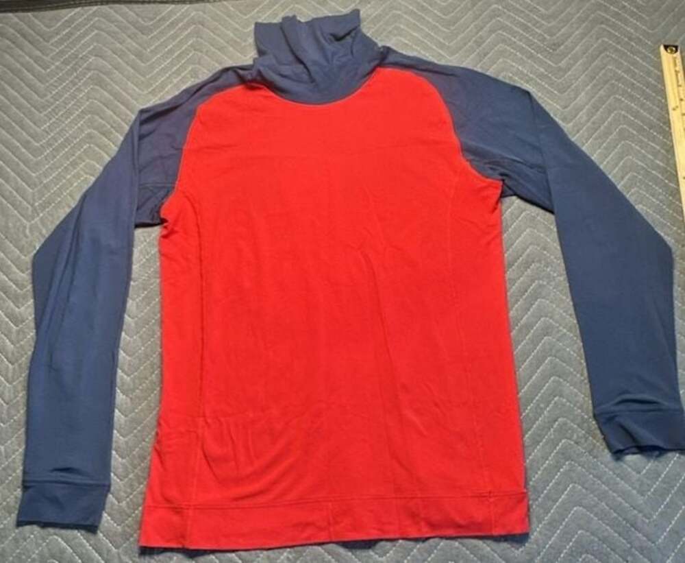 Hugo Boss Fit Dry Sport Turtleneck Top Red/Navy Raglan Sleeve XL Performance